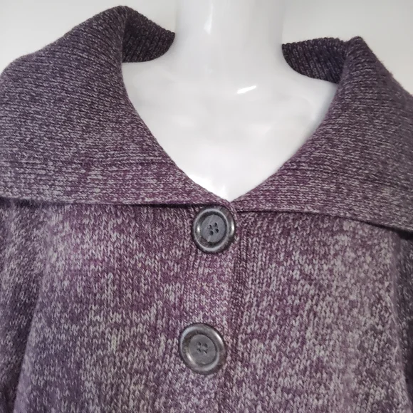 Cato Purple Cardigan Button Sweater 3/4 Sleeves Sz-L - Picture 2 of 5
